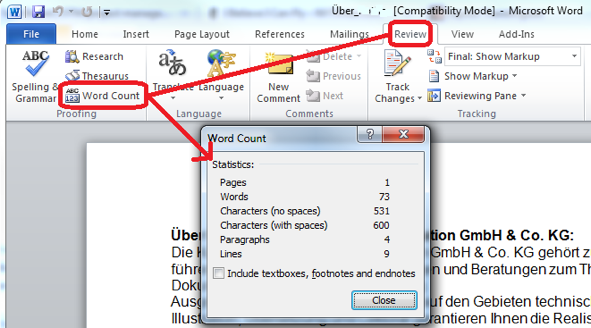 How To Count Characters In Word (MS Word) 